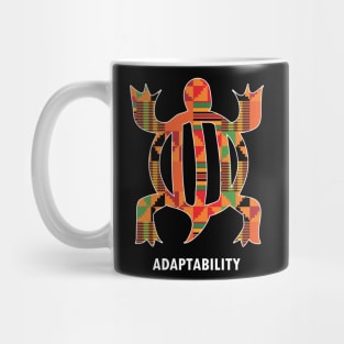 Adaptability, Adinkra Symbol DENKYEM, Ghana Kente Mug